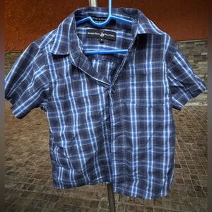 Boys Blue Plaid Button-Up Shirt